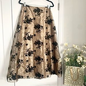 Petite* Coldwater Creek Velvet Flora and Polka Dot Skirt
